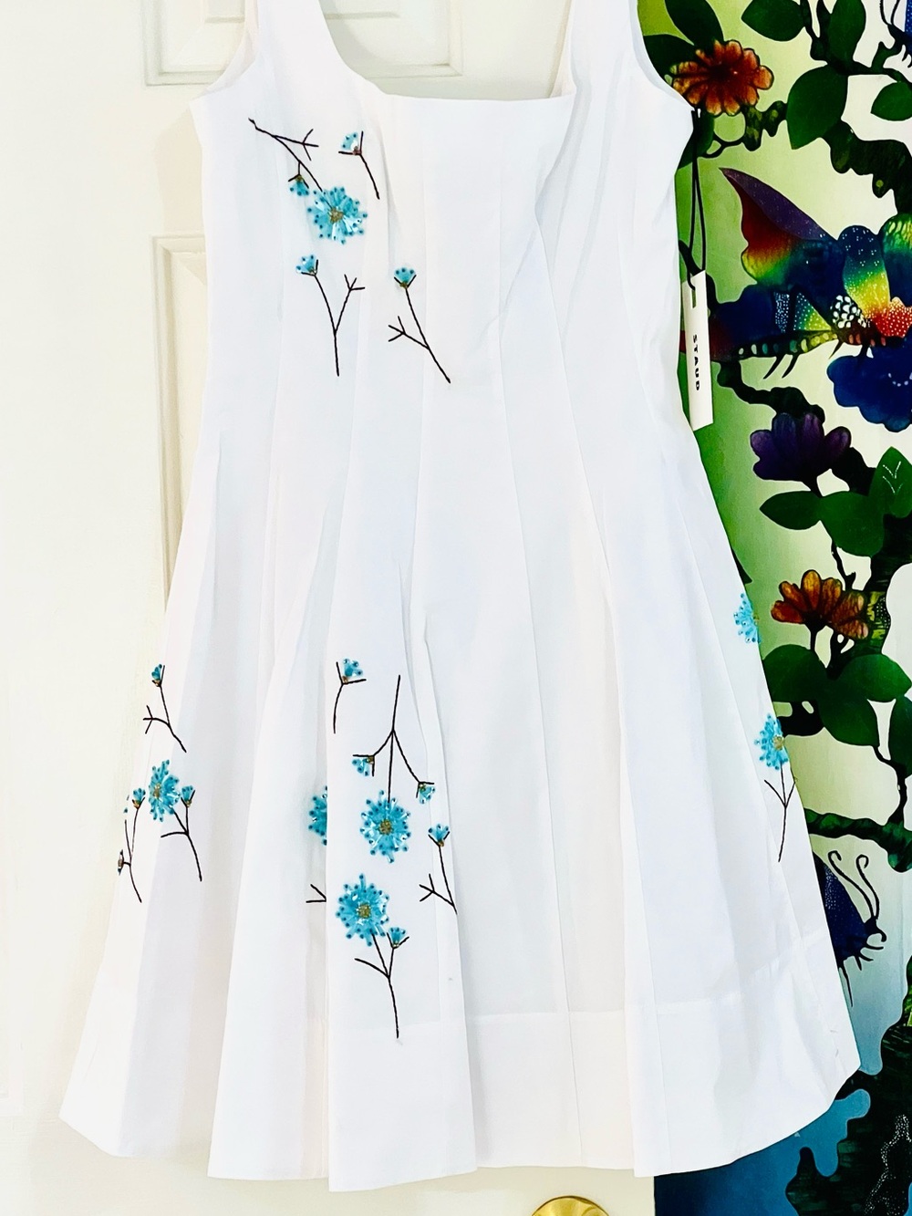 NWT Staud Wells Beaded Mini Dress Embroidered Dandelion White - Picture 14 of 16